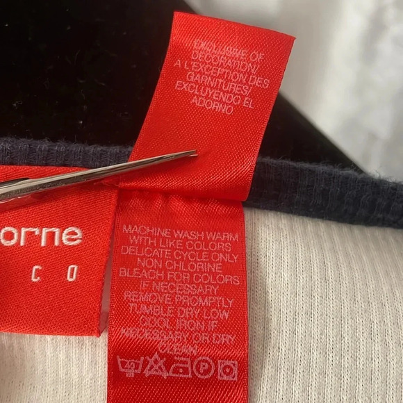 Liz Claiborne Womens Large Nautical Cropped White Navy Embroidered Short Sleeve - Picture 8 of 9